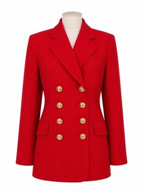 Moschino Cheap and Chic Vintage Double Breasted Wool‎ Blazer Bright Red 10 Italy